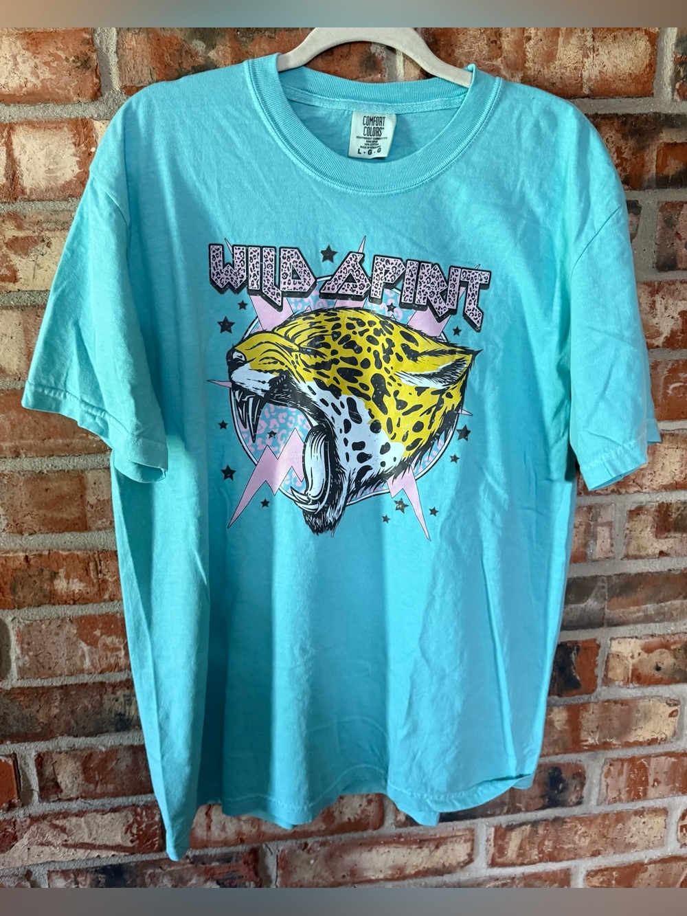 Comfort Colors Aqua Tee with Yellow Leopard Graphic